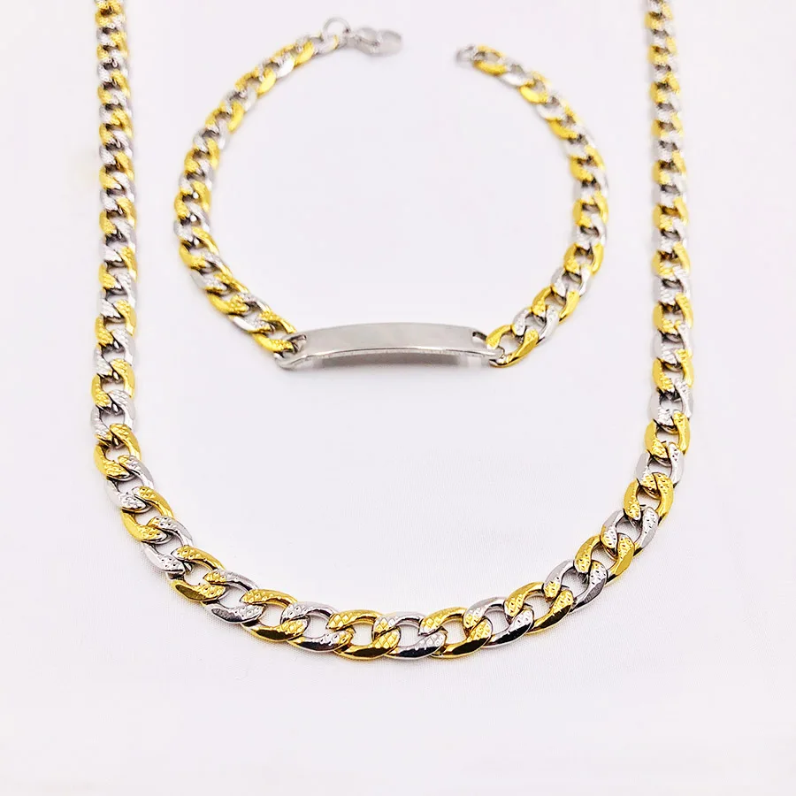 Huan Wen 6mm Bracelet Men Women Chain &amp Link Curb Amboss 1:1 Bracelets Necklaces Fashion Gold Silvery Stainless Steel NK061 | Украшения