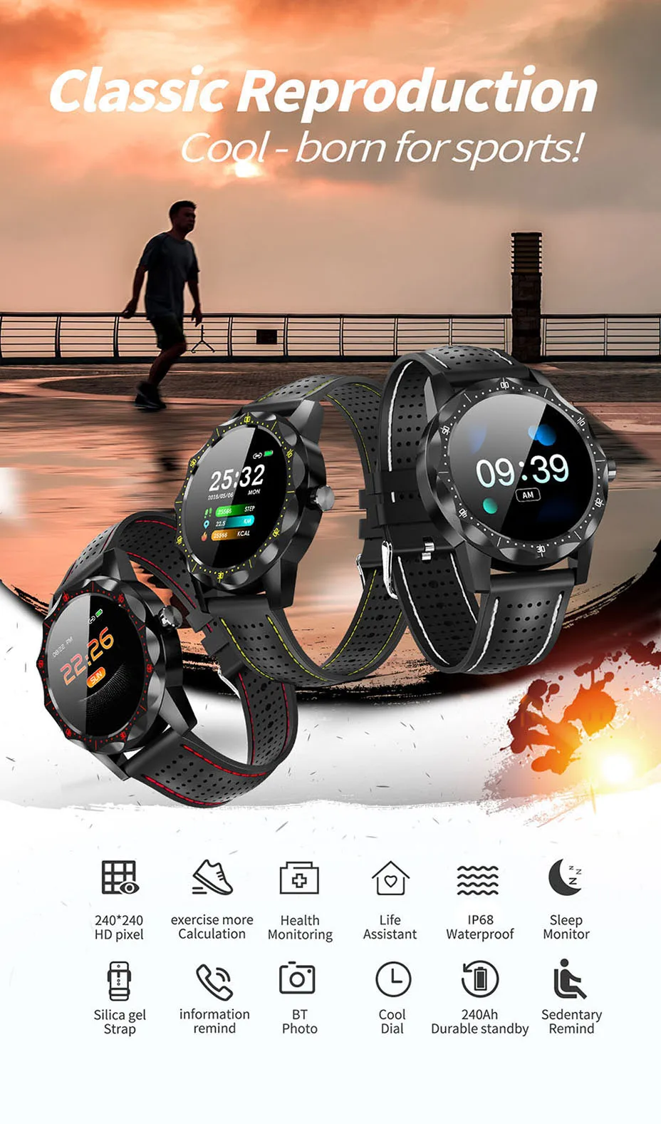 Умные часы COLMI SKY 1, IP68, водонепроницаемые, пульсометр, фитнес-трекер, Bluetooth, мужские Смарт-часы для iphone, Android, телефона