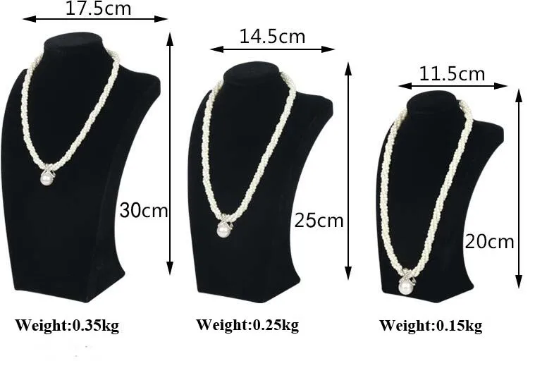 High Quality Luxury Velvet Black Color Jewelry Necklace Holder Pendants Display Choker Stand Rack Show Wholesale Price 5 Options