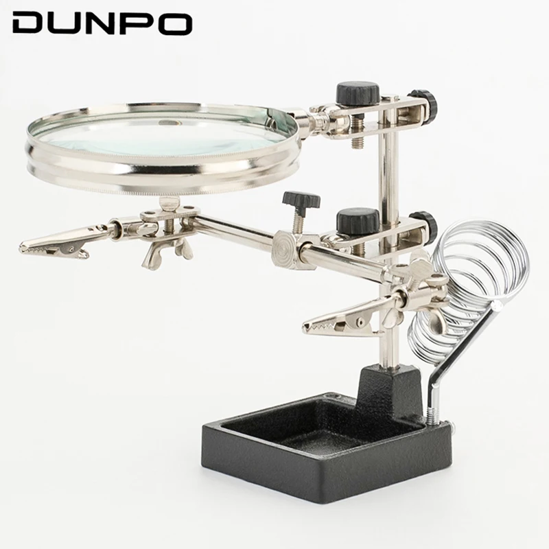 DUNPO 3X Клип Лупа пайки сварочный PCB стол Электронный утюг пружинным