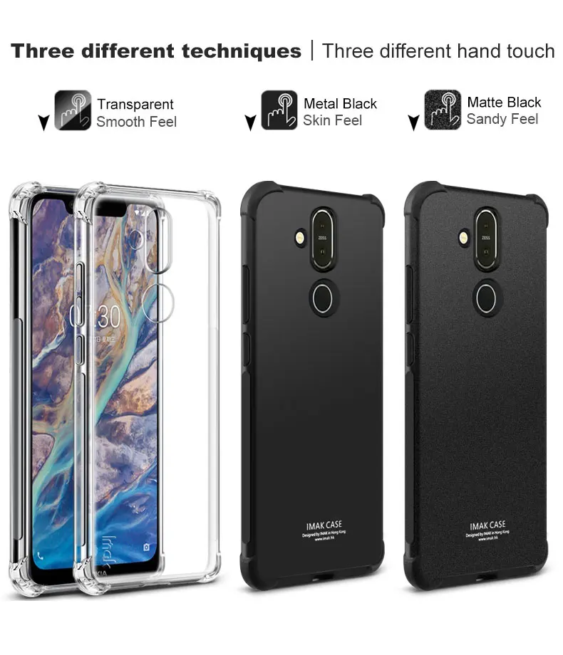 IMAK подушка безопасности для Nokia X7 чехол силиконовый сольф ТПУ чехол для Nokia X71 Чехол+ пленка для экрана для Nokia 8,1 противоударный чехол