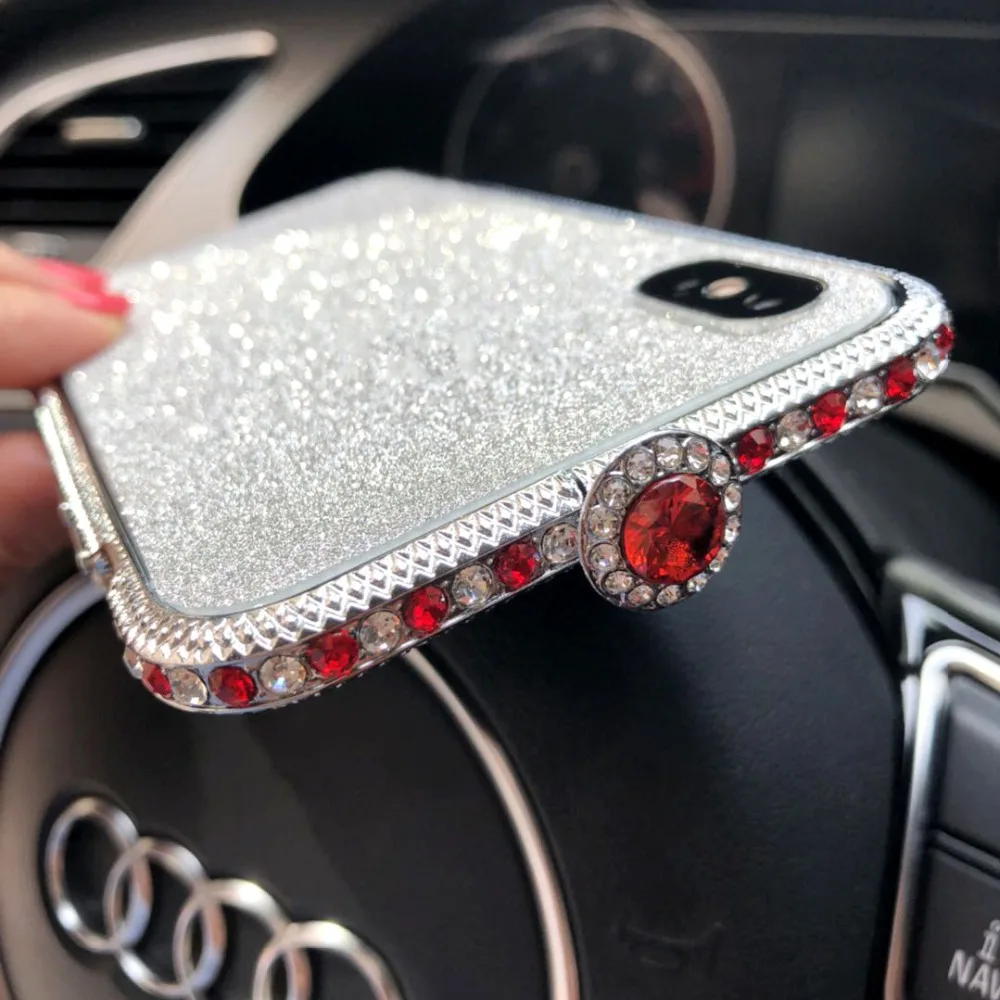 Бампер со стразами для iPhone XS X 6 6s 7 8 Plus блестящий металлический чехол-рамка чехол +