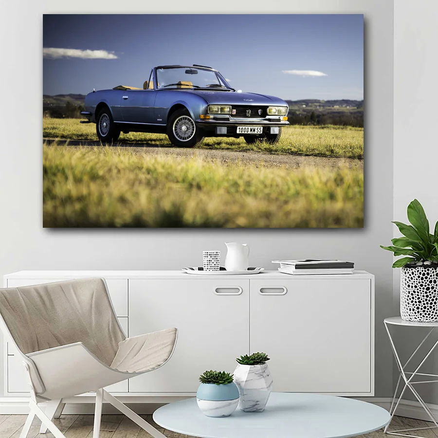 Peugeot 504 v6 convertible vintage Car Printed Wall Art Canvas Poster Painting for Room Decor | Дом и сад