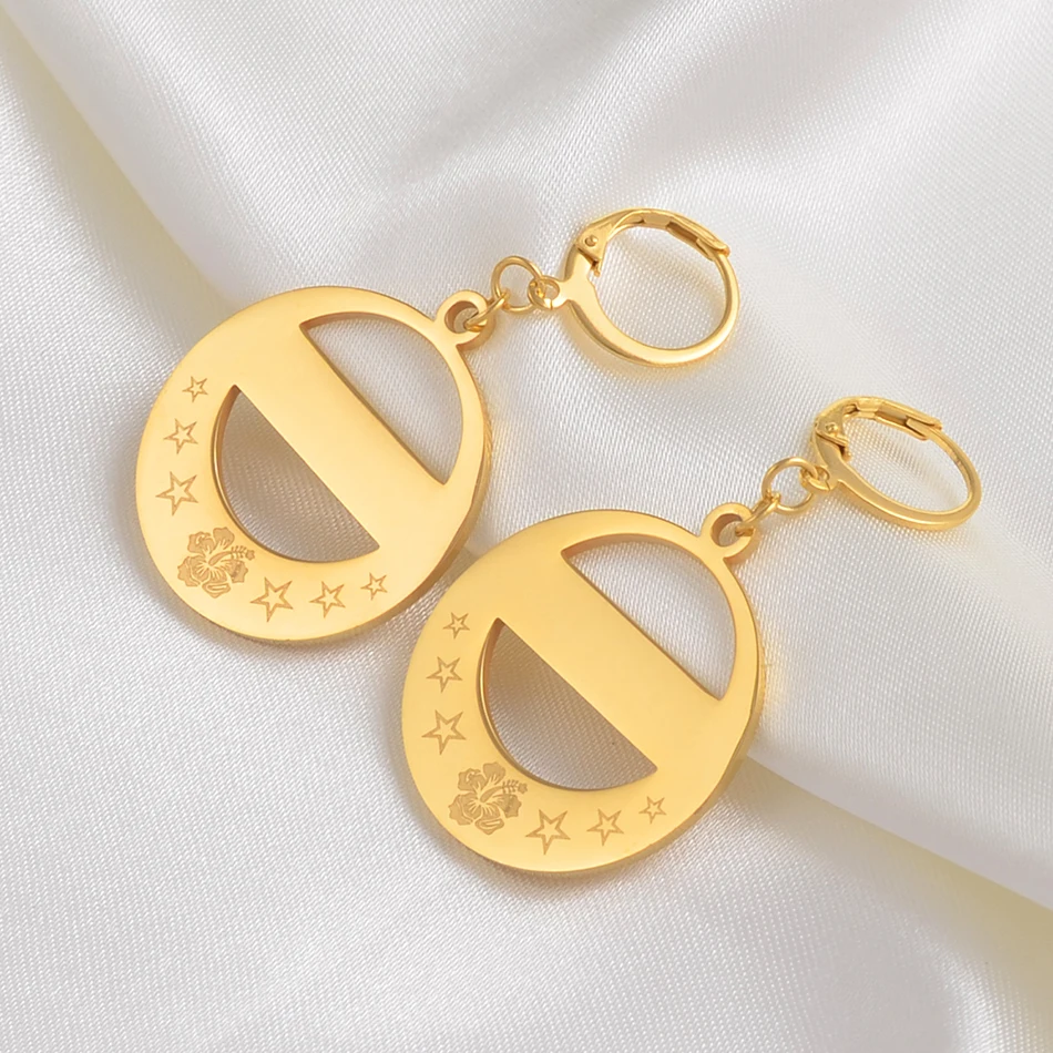 Anniyo Customize Island Name Jewelry Sets Pendant Beads Necklaces Earrings Gold Color Personalized Nameplate Letters #077221S | Украшения и