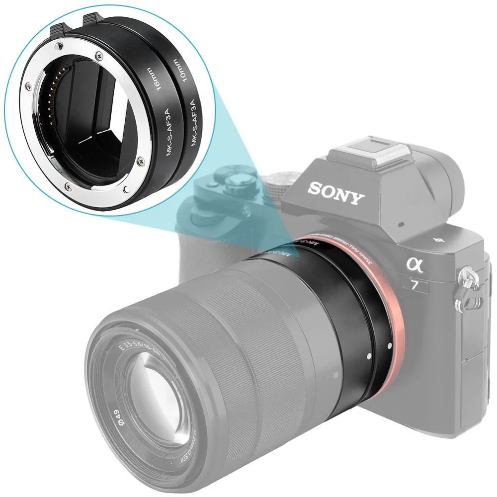 Макро Удлинительное Кольцо Meike кольцо адаптер с автофокусом 10 мм 16 для Sony E Mount A7 A7II