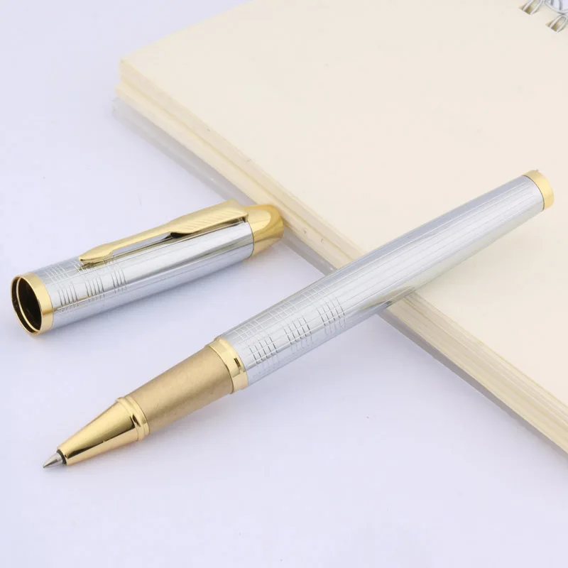 

Stainless With new golden Arrow Clip Trim Roller ball Pen