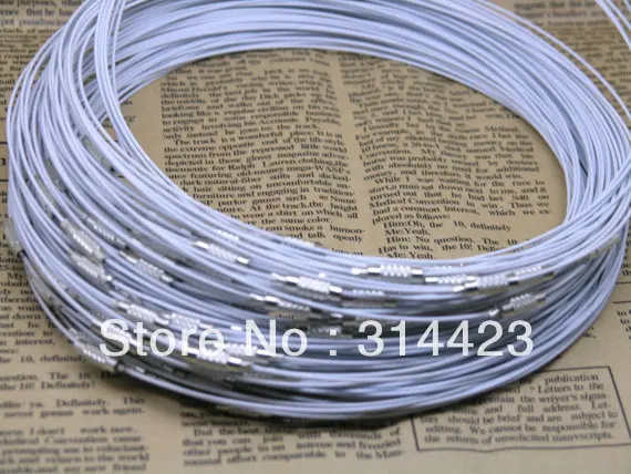 

Free Shipping 100pcs Charms White Copper Memory Wire Necklace With Screw Clasp Choker Cord 18''