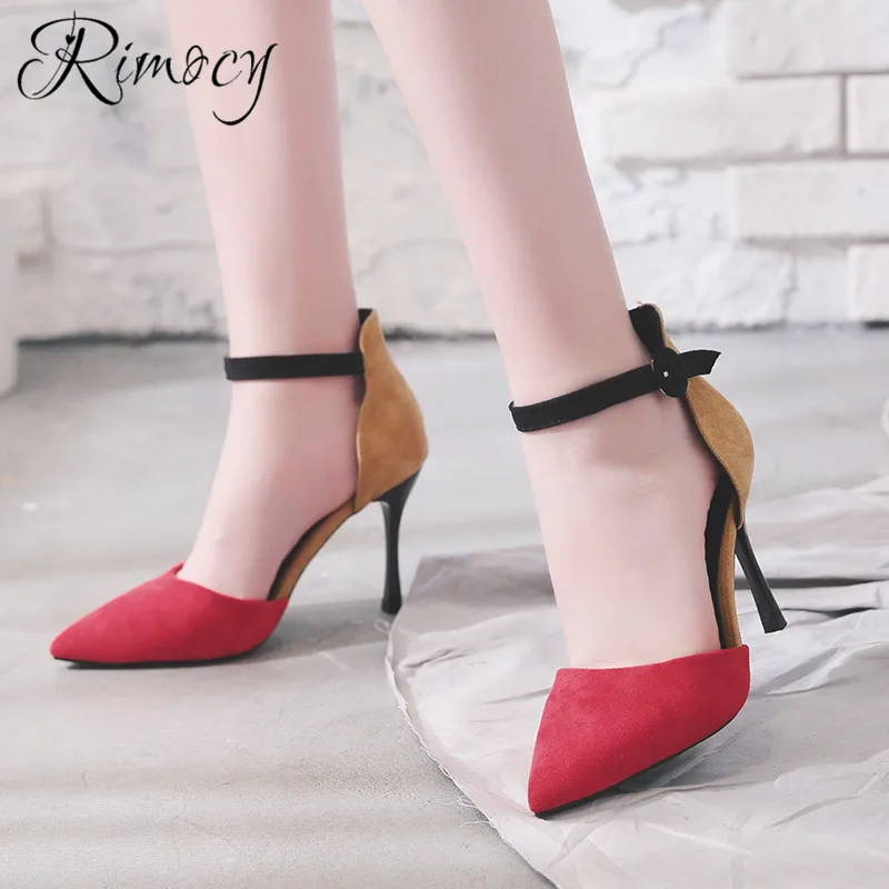 Rimocy 2019 spring single shoes woman stiletto high heels pumps ladies summer sexy pointed toe sandals mujer new dress | Обувь