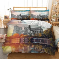 notre dame de paris building bedding set duvet cover home twin queen king 3pcs home textiles