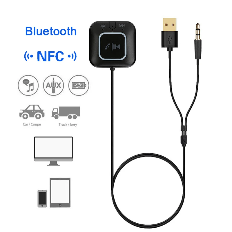 VAORLO Магнитный Bluetooth автомобильный комплект Hands Free с микрофоном 4 0 аудио адаптер NFC