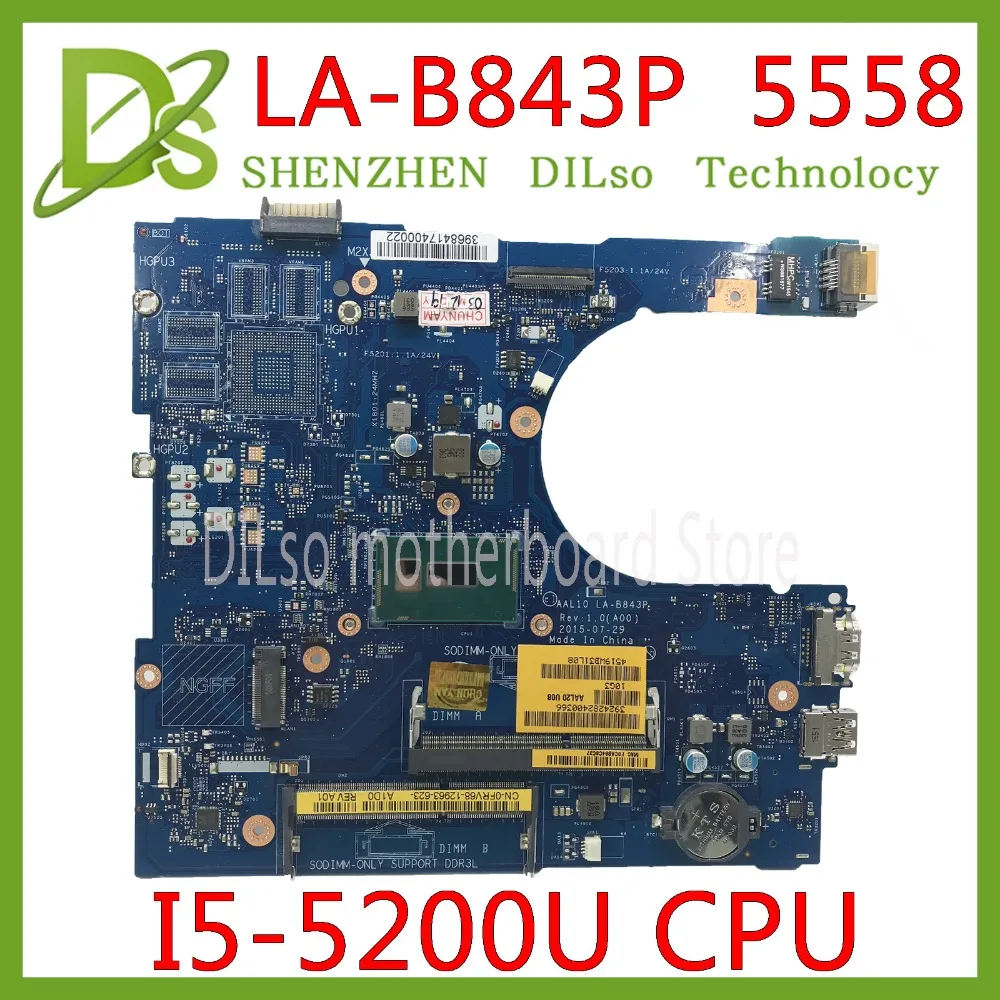 Kefu 5558 CN-0FRV68 для DELL CN-0FRV68 FRV68 5458 5558 5758 Материнская плата ноутбука I5-5200U GM LA-B843P REV: 1,0 работы
