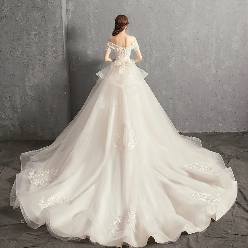 2020 Vestido De Novias Mrs Win бальное платье принцессы с вырезом лодочкой роскошное Mariee Grande