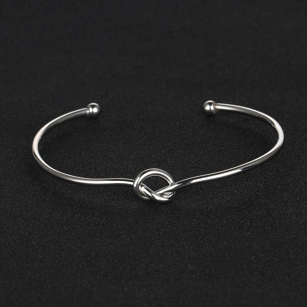 Новый Настоящее позолоченные Open Браслеты Женские Мужские Узел браслет Золотой