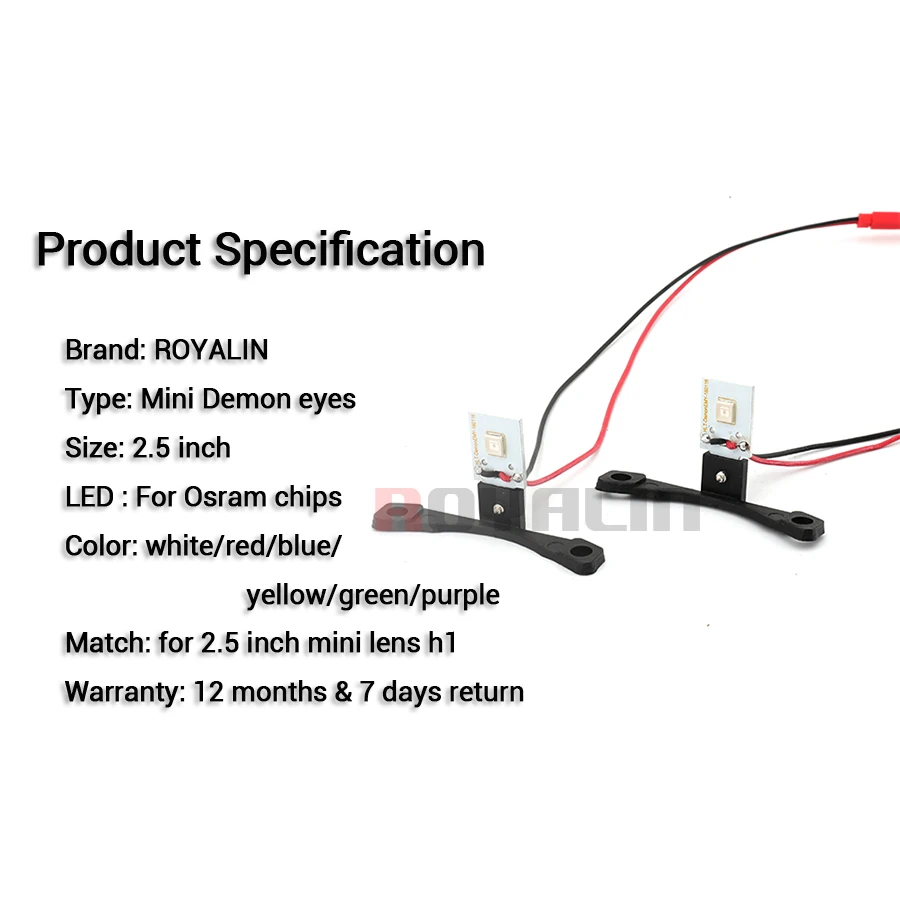 Светодиодный фонарь для автомобиля ROYALIN, DRL, Devil Eyes, мотоцикл, Demon Evil Eyes, 2,5 фары, мини-проектор, объектив H1 w/контроллер выключения, провода DIY