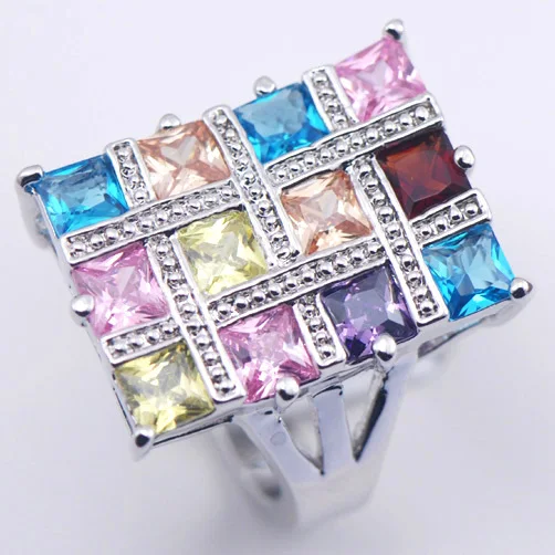 

Morganite Blue Crystal Zircon Garnet Pink Crystal Zircon Woman 925 Sterling Silver Ring F539 6 7 8 9 10 11