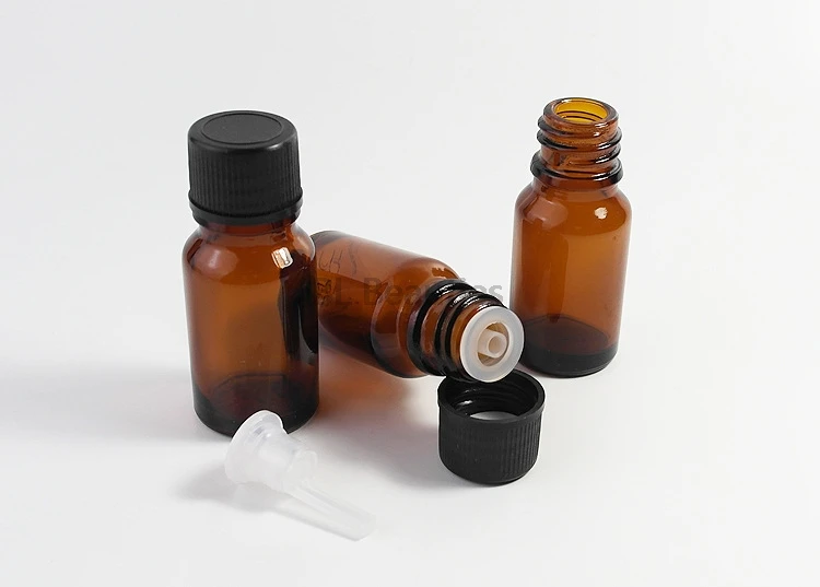 

150pcs 10ml 15ml Amber Glass Bottle With Water 1/2OZ Essential Oil Drop Bottle Empty Brown Vials Bottles