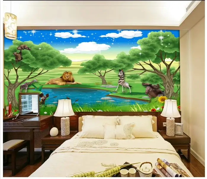 Фотообои на заказ 3d фрески красивые обои для детской комнаты свежие животные из