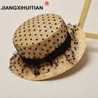 Соломенная шляпа для девочек, с широкими полями, широкими полями, летняя, 53 см