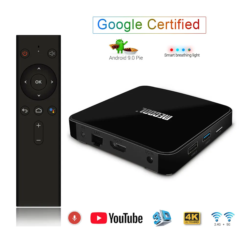 ТВ приставка MECOOL KM3 Android 9 0 с голосовым управлением Amlogic S905X2 2 4G 5G WiFi Bluetooth 4 1
