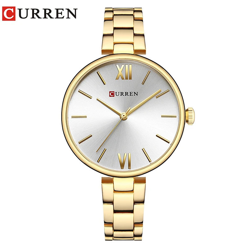 rose silver CURREN Simple Fashion Stainless Steel Analog Quartz Wrist Watch Calendar Female Dress Watch Women Clock Relogio Feminino 9017 - Цвет: rose silver