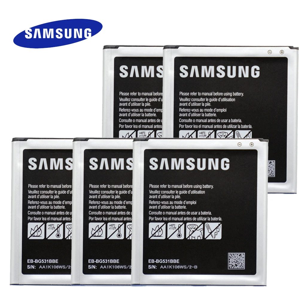 5 шт. 100% оригинал Батарея EB BG531BBE для samsung Galaxy Grand Prime J3 G530F G531 J5 J500 2016 J320F SM J320FN