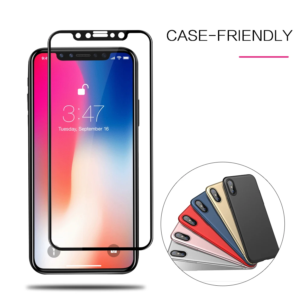 OTAO для iPhone X Закаленное стекло Защитная пленка полное покрытие настоящее 4D