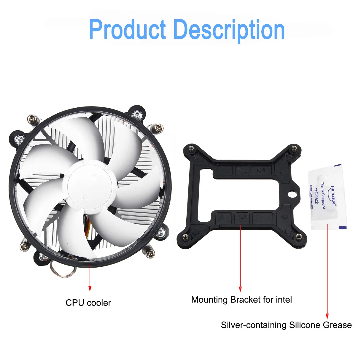 Кулер для процессора вентилятор охлаждения Intel LED тихий радиатор кулер с