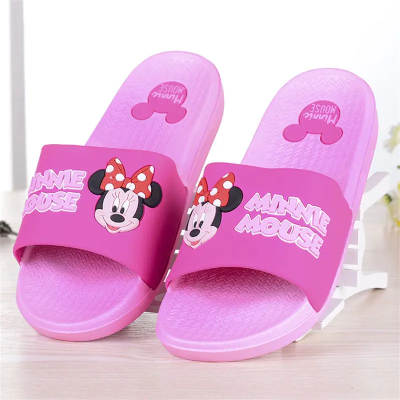 Disney/Новые летние сандалии и тапочки; милые домашние тапочки с Микки Маусом; домашние Нескользящие тапочки для ванной комнаты