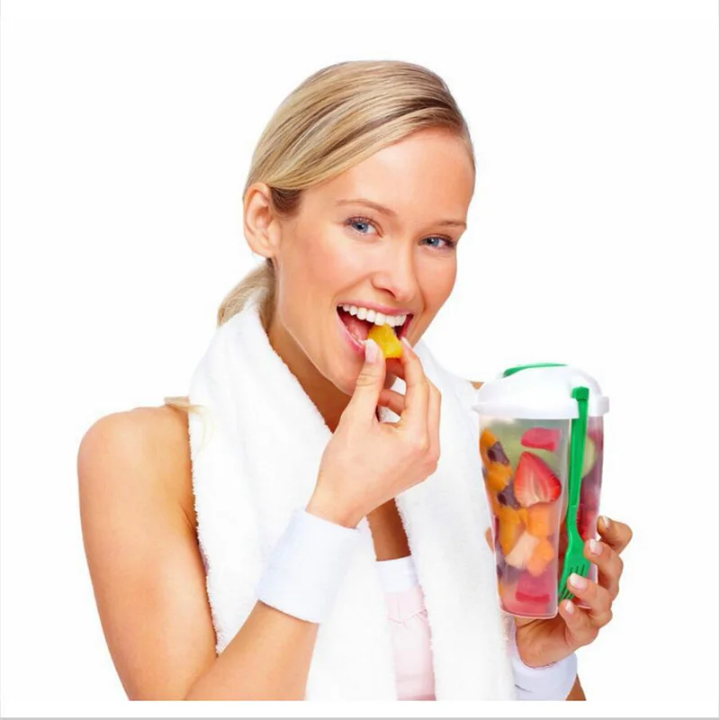 Свежий салат на ходу контейнер для сервировки бутылки шейкер с перевязочным