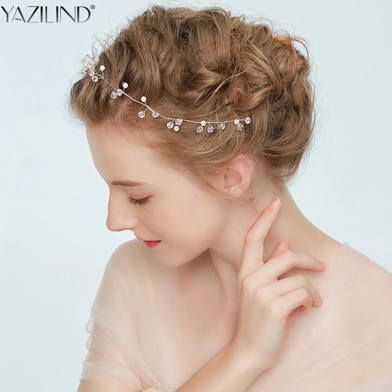 Yazilind ручной работы свадебные hairbands искусственного Кристалл Перл ободки тиара