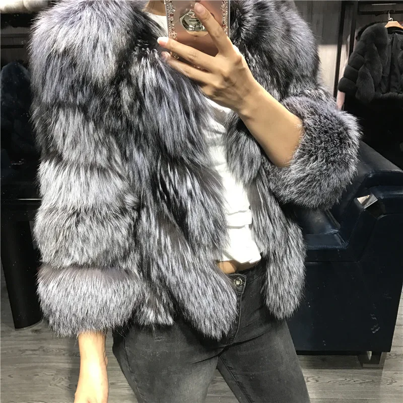 Женская куртка из натурального Лисьего меха, женская шуба из натурального Лисьего меха, зимняя верхняя одежда
