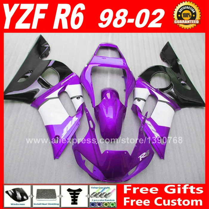 Фиолетовый обтекатель комплект для YAMAHA YZF R6 98 99 00 01 02 пластик L8C1 1998 1999 2000 2001 2002