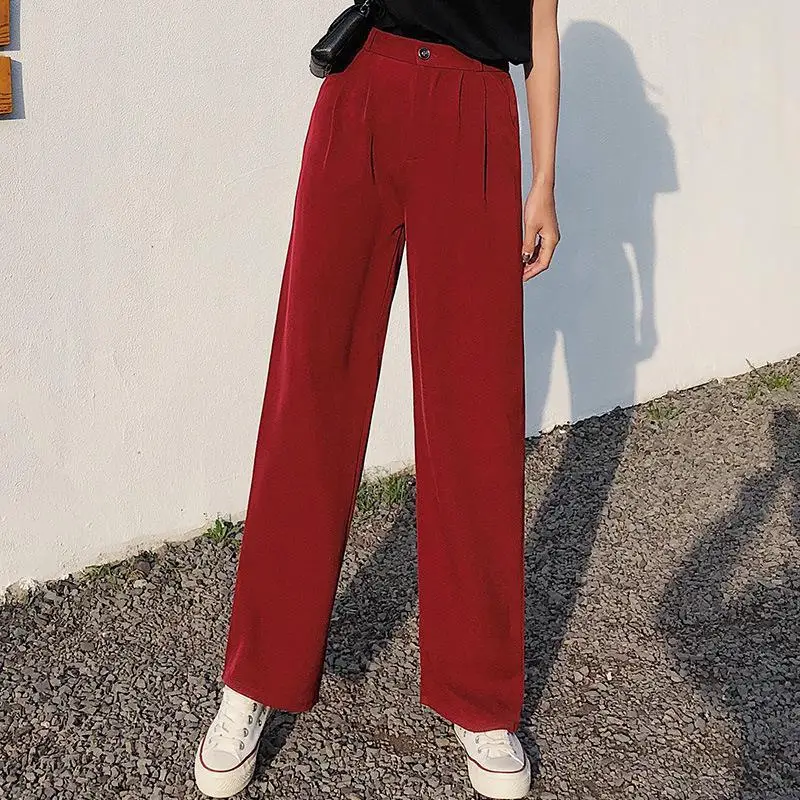 High Waist Women Baggy Pants Wide Leg Loose Female Long Trousers White Black Red Femme Pantalon S-xxl Fashion Workout | Женская одежда