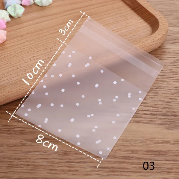 8x10cm 100 шт 4 размера белый горошек Прозрачный матовый OPP пластиковый Рождественский подарок мешок день рождения для свадебного печенья конфеты упаковочные сумки - Цвет: 8x10cm