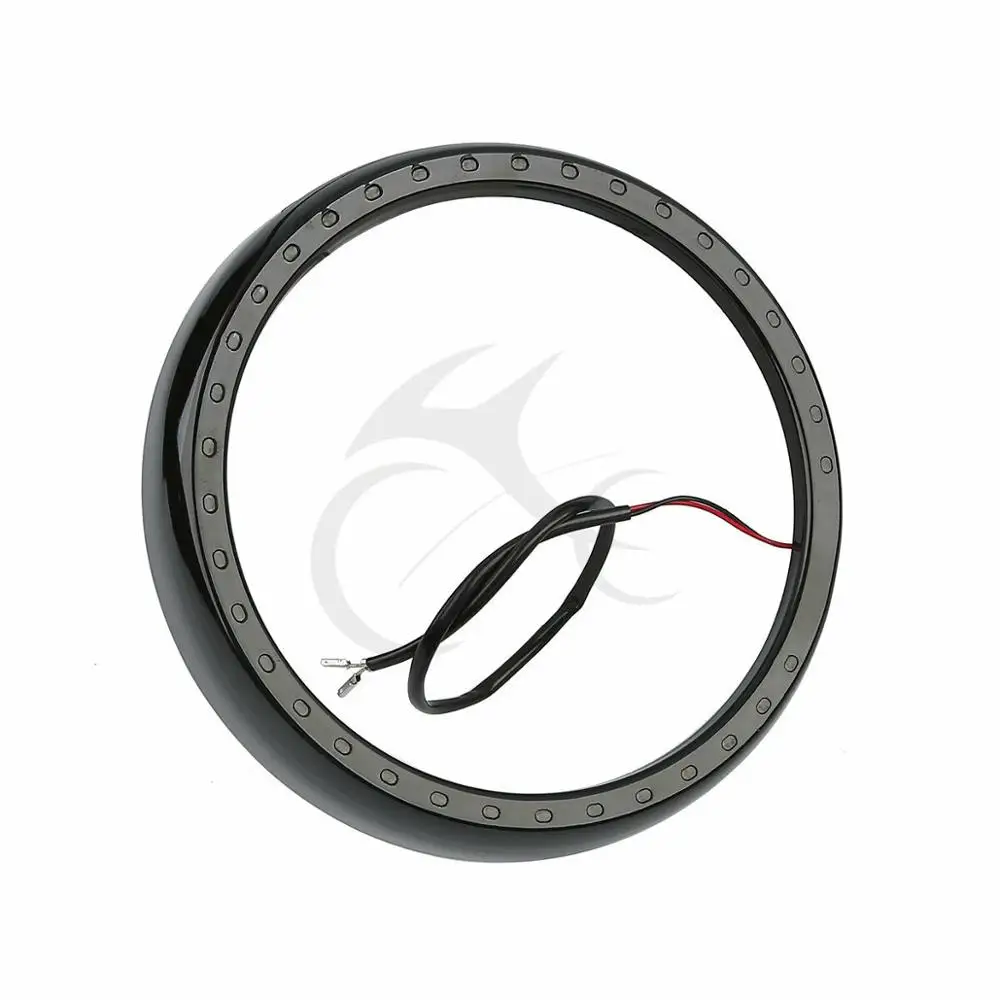 7 &quotв фары обшивка кольцо + свет для Harley Touring Street Electra Tri Glide Road King черный/хром