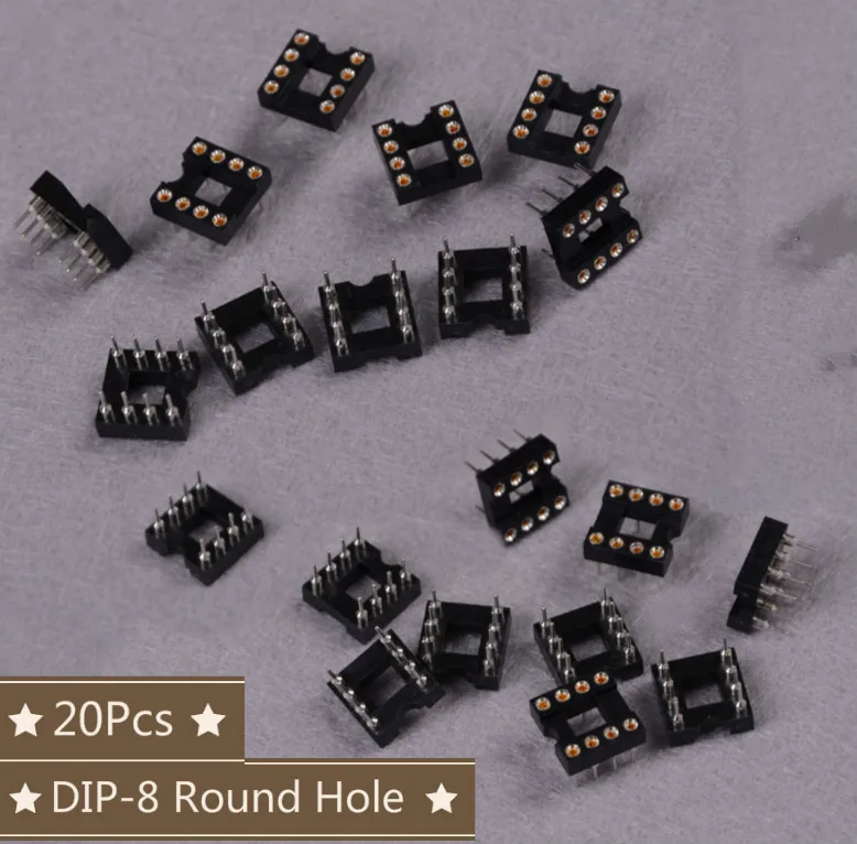 

20pcs/10pcs DIP-8 Round Hole 8 Pins 2.54MM DIP DIP8 IC Sockets Adaptor Solder Type 8 PIN IC Connector
