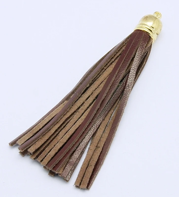 

50pcs Leather Mobile Tassel Pendant with Brass Finding Black Coffee For DIY Jewelry Accessories Finding Making Necklaces