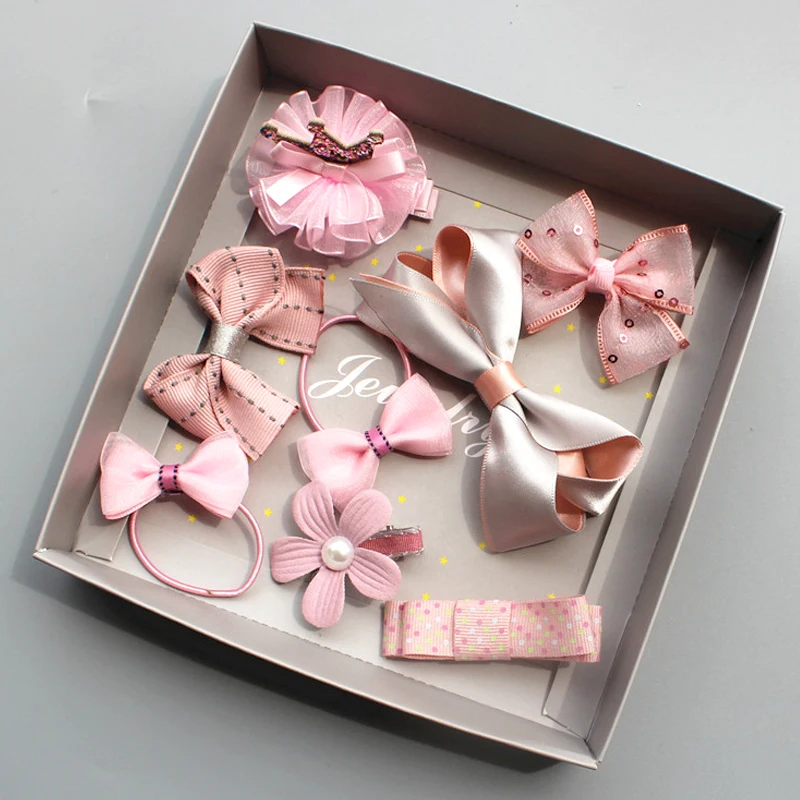 

Baby jewelry girl pink series children hair accessories hairpin hair gift box baby photo essential fashion Christmas gift box
