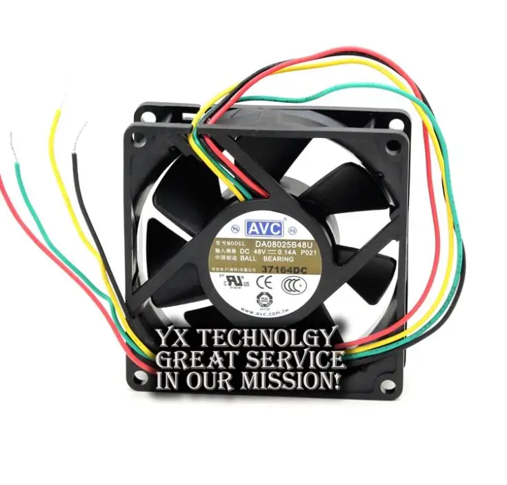 AVC P021 DC48V 0.14A 8 см 80 мм DA08025B48U 4-проводной серверный фонарь охлаждающий вентилятор