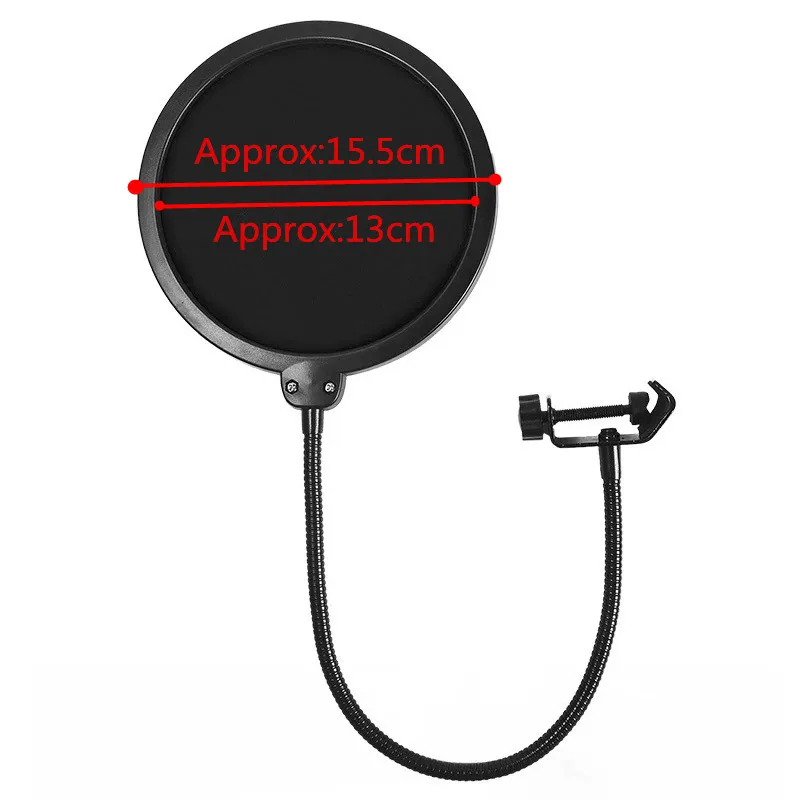 6 inch Студийный микрофон Mic круглый Форма ветра поп-фильтр Маска щит с зажимом(черный фильтр