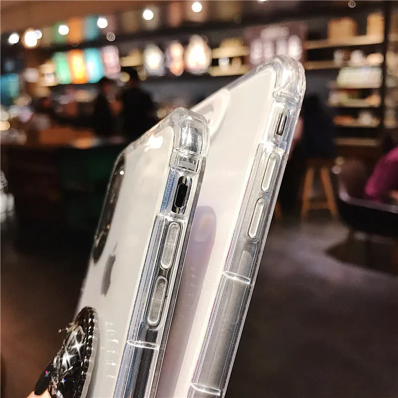 Роскошный мягкий чехол с 3D бриллиантами для iPhone 6 6S 7 8 plus X XR XS MAX прозрачный из ТПУ