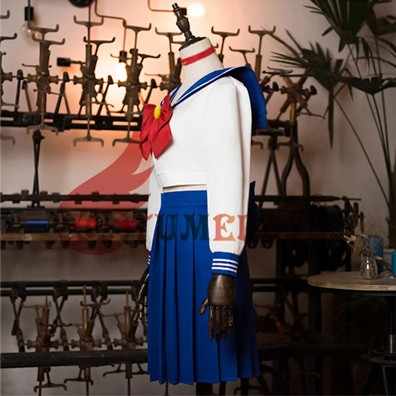 

Costumebuy Sailor Moon Cosplay Navy Sailor Venus School Uniform Costume Set Halloween Kawaii Girl Long Sleeve Dress Skirt