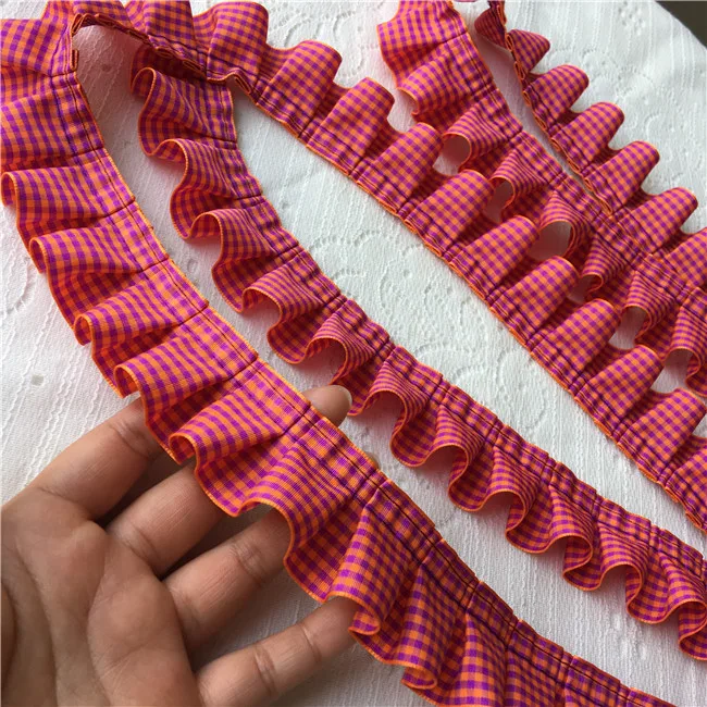 Light Purple 4 см широкая клетчатая плиссированная ткань тюль кружево рюшами Лента Край отделка для воротника аппликация диван шторы Diy Швейные гипюровые принадлежности - Цвет: Light Purple