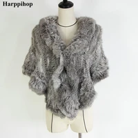 2019 genuine rabbit fur ponchoknitted rabbit fur pashminagenuine rabbit fur shawl womens coatshot saleoemwholesaleretail