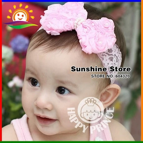 Новорожденный ребенок повязки на голову эластичный с цветочным принтом