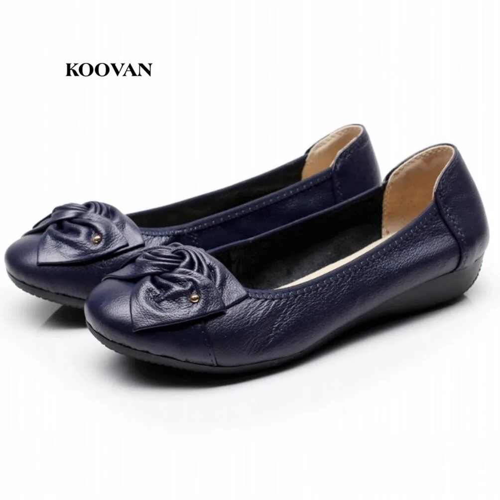 

Koovan Women Flats 2017 Autumn Mother Shoes Women's Singles Shoes Flat Bottom Comfortable Middle Aged Mama Butterfly Knot 43