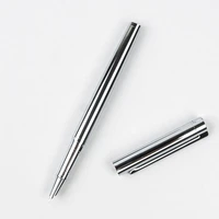 metal silver financial tip fountain pen 0 38mm shine platinum steel school office business writing ink pens gift stationery