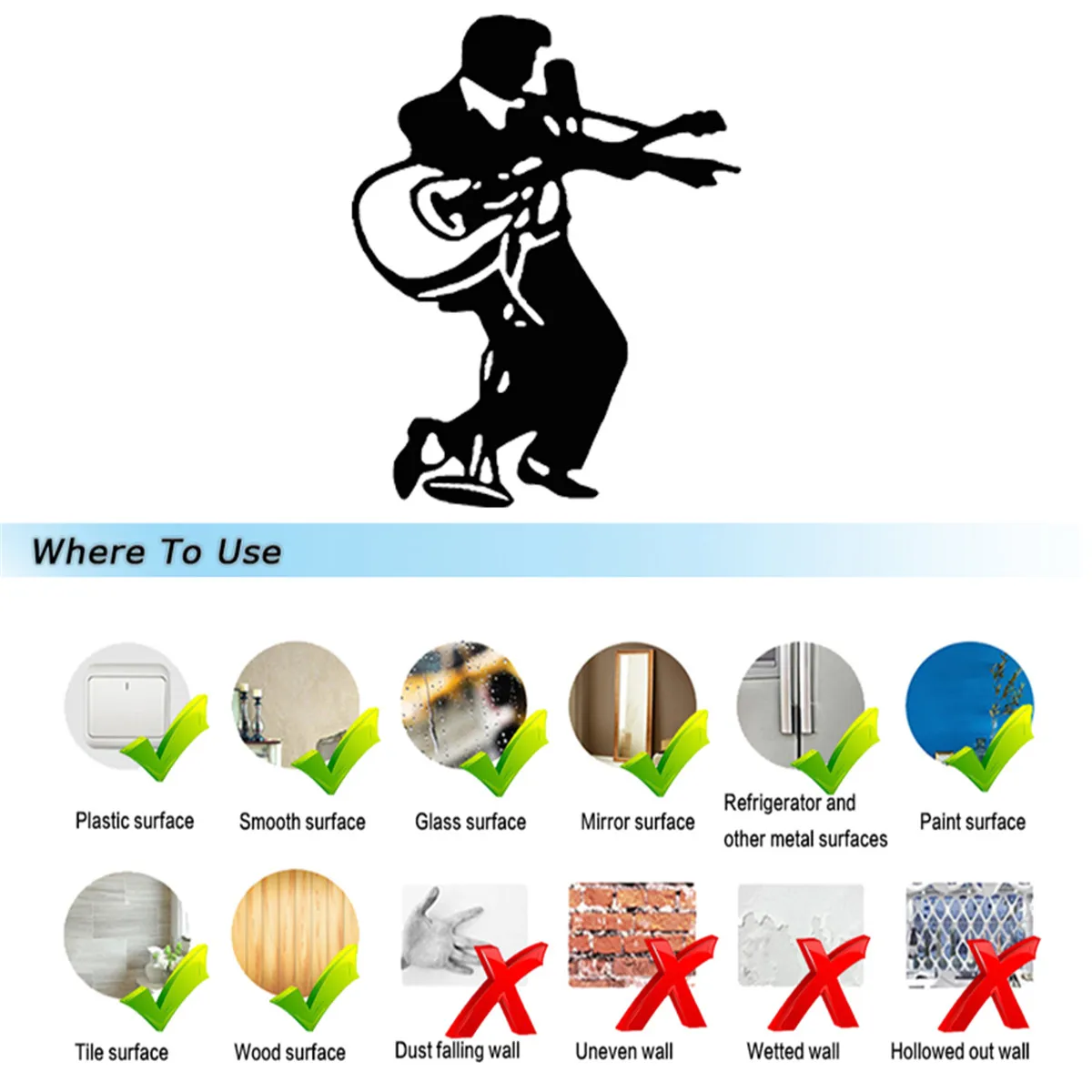 Elvis с гитарой Автомобильная Наклейка Окно грузовик бампер авто Ноутбук