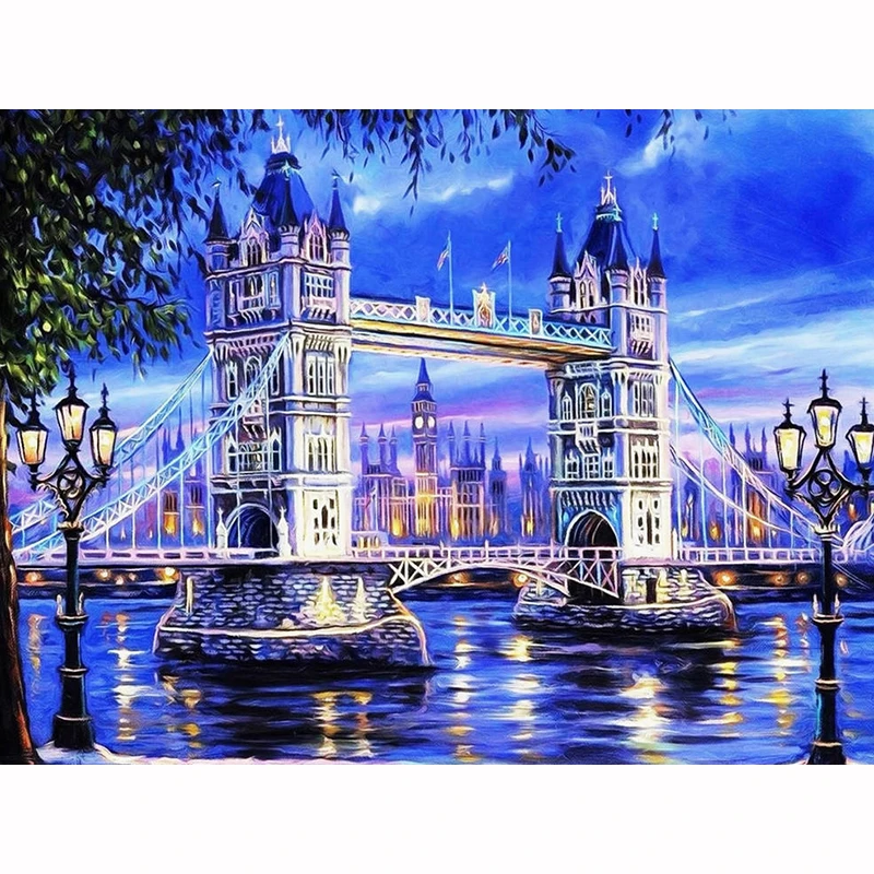

Алмазная вышивка с иконами, мозаика с красивым городским мостом, алмазная 5D Вышивка крестиком, полная алмазная живопись, стикер «сделай сам...