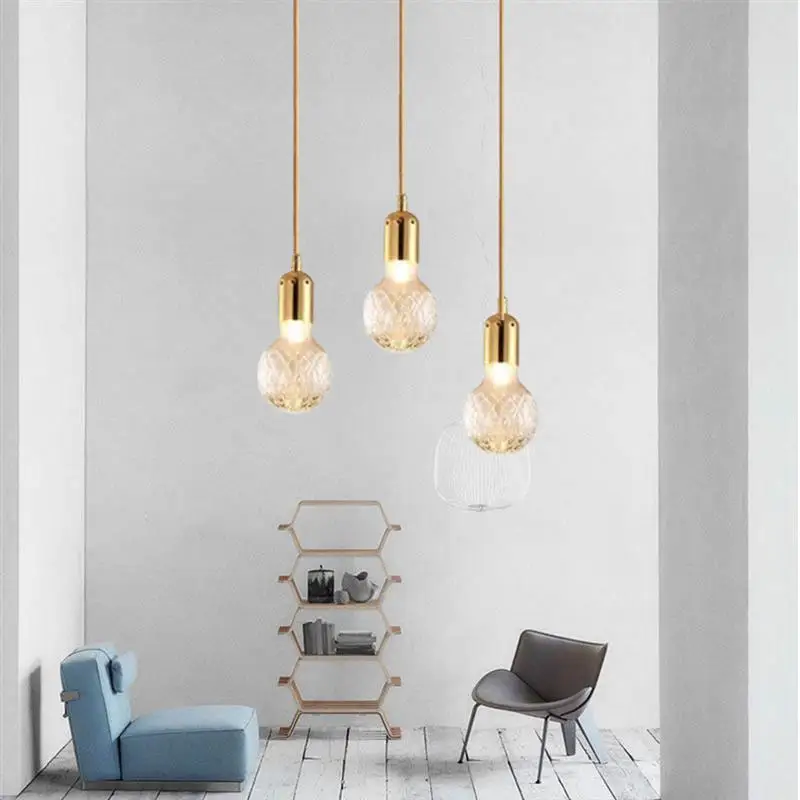 110-220V Golden Single Pineapple Pendant Light Indoor Aisle Living Room Decorative Lighting No Bulb Included(Golden) | Лампы и